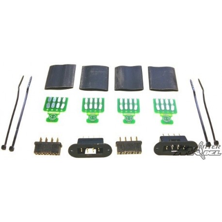 CONNECTEURS D'AILES 8 PINS AV PCB ET GAINE THERMO (2 paires) EMCOTEC