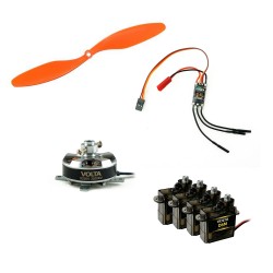 Set équipement pour Lil Fokker RC Factory (motorisation, servos)