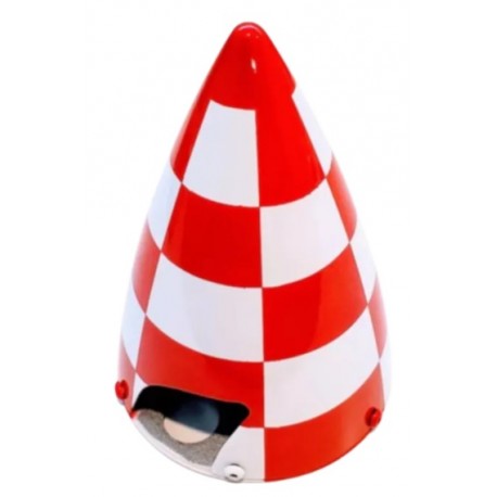 CONE CARBONE BIPALE 115MM (4.5") DAMIER ROUGE / BLANC EXTREME FLIGHT